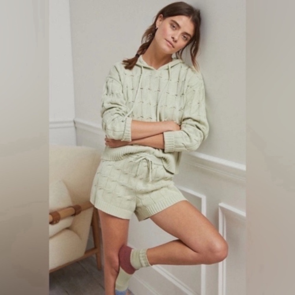 Anthropologie Cream Knit Lounge Set